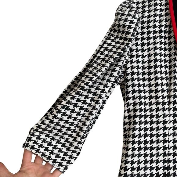 Vintage 80s Black White Houndstooth Double Breasted Bubble Hem Dress Sz Medium - Picture 13 of 16